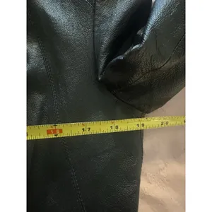 Women’s Black Leather Jacket Blazer Medium Button Up Hipster Retro VTG East 5th thumbnail 7