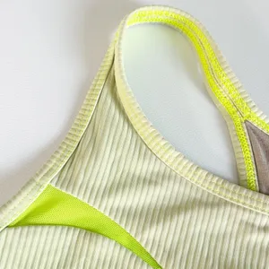 Lululemon Womens Ribbed‎ Mesh High Neck Sports Bra Racerback 10 Highlight Yellow thumbnail 2