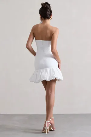 Club L White Bandeau Mini Dress With Ruffle Trim thumbnail 2