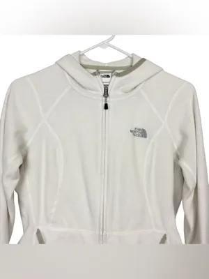 NORTH FACE Polartec Classic Women’s White Fleece Zip Hoodie Size S thumbnail 4
