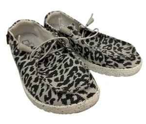 Hey Dude Wendy Woven Cheetah Shoes Womens 7 Beige Animal Print Slip On Canvas thumbnail 1