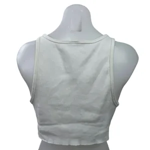 Aritzia TNA White Scoop Neck Ribbed Knit Sleeveless Tank Cami Crop Top Size S thumbnail 3