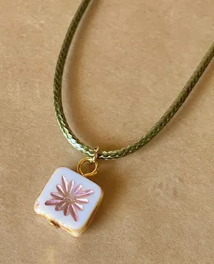 Handmade unique quality Czech glass bead fairy boho vintage retro style necklace🌿✨ thumbnail 3