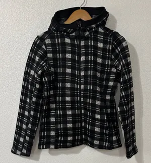 Women's Black and White Plaid Hoodie thumbnail 1