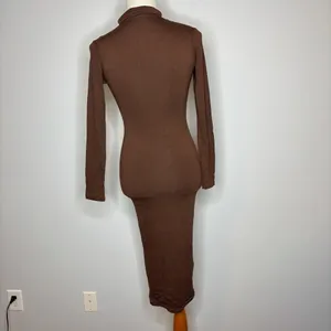 Naked Wardrobe - Brown Turtleneck Long Sleeve Dress thumbnail 3