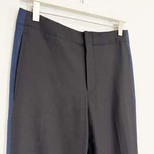 Club‎ Monaco Ryanne Pants Size 4 Black Wool Tuxedo Stripe Trouser Dark Academia thumbnail 4