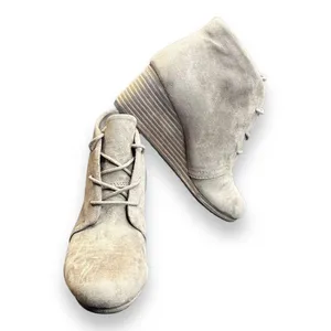 Dr‎ Scholls Boots Womens 7 M Dakota Casual Lace Up Wedge Ankle Bootie Biege thumbnail 6