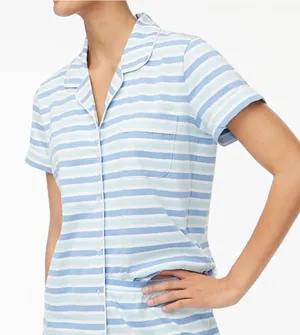 NWOT J Crew Women’s 100% Cotton Striped Pajama Top blue purple Sz XS thumbnail 1