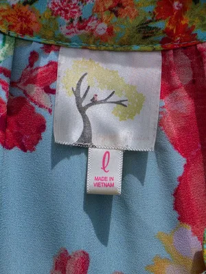 Fig & Flower Floral Blouse Boho Sheer 3/4 Sleeve Colorful Top Large thumbnail 2