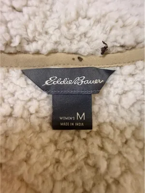 Eddie Bauer Womens Sherpa Fleece Open Front Vest Cream Ivory Cozy Soft Size Med thumbnail 3