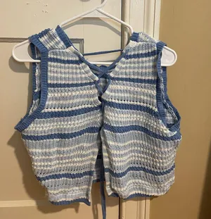 Altar'd State Blue and White Striped Top thumbnail 1