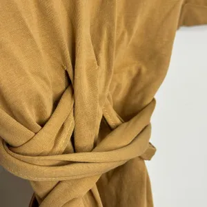 Zara Belted Tunic Shirt Mini Dress Brown Beige Size Large 100% Cotton thumbnail 5