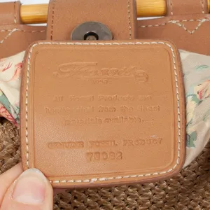 Fossil Bamboo Wooden Handle Woven Satchel Purse Boho Everyday‎ Vacation Travel thumbnail 4