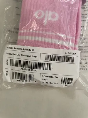 Alo NWT Unisex Half Crew Throwback Socks Sweet Pink White Size M thumbnail 5