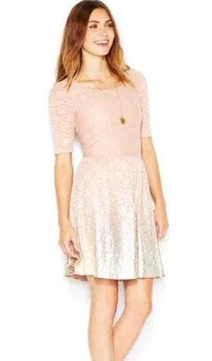 Maison Jules pink & gold lace fit and flare dress thumbnail 1