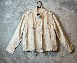 RAILS Collins White Mini‎ Cheetah Jacket Size Large Tencel Linen Cream New thumbnail 1
