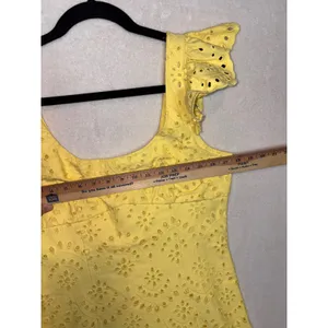 En Saison Guinevere Dress Lemoncello Yellow Eyelet Ruffle Mini Dress Large thumbnail 9