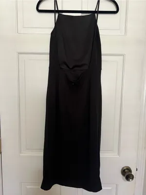 Lulu's Black Spaghetti-Strap Midi Dress with Side Slit thumbnail 3