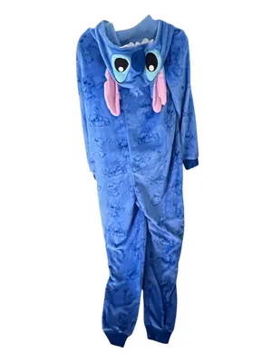 Disney Lilo & Stitch Hooded Union Suit Plush One Piece Pajamas Blue M thumbnail 5