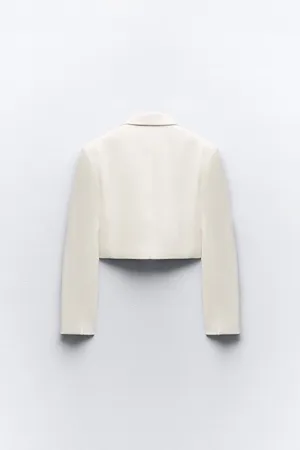 ZARA blazer cropped double breasted oyster white thumbnail 6