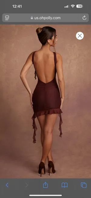 Oh Polly Brown Mini Ruffle Dress thumbnail 5