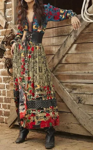 Anthropologie Bhanuni by Jyoti Allura Colorful Boho Maxi Dress SZ M thumbnail 1