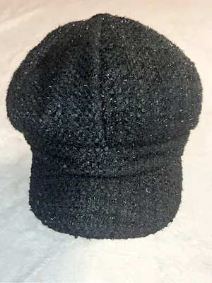 Vintage Y2K Textured Black Tweed Newsboy Cap Cabbie Hat thumbnail 11