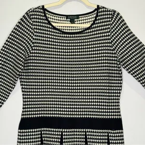 Lauren Ralph Lauren‎ Houndstooth Classic A-line Pleated Knee Length Dress Large thumbnail 4
