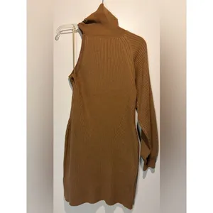 Anthropologie Wool Blend One Long Sleeve Ribbed Sweater Dress Turtleneck Size LP thumbnail 3