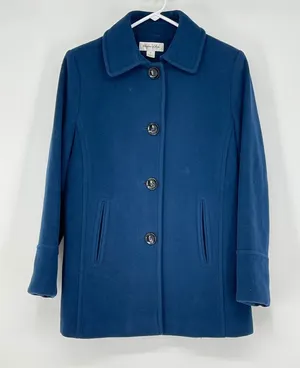 Preston of York Women's Blue Wool Blend Button Front Coat Size‎ 8 thumbnail 1