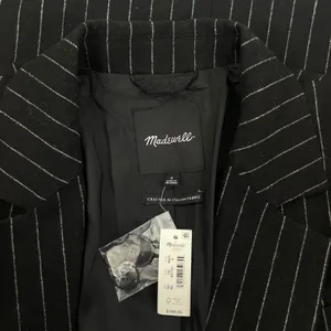Madewell Wool Blend Oversized Blazer Jacket in Pinstripe Black Size 8 thumbnail 11