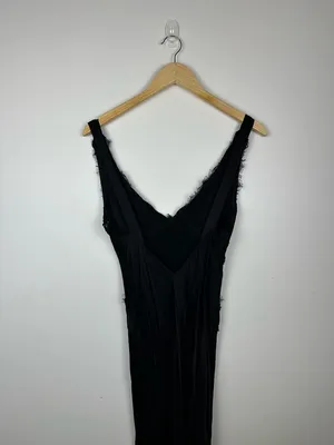 Sndys Gina Black Lace Trim Satin Maxi Dress Women’s‎ Sz L thumbnail 7