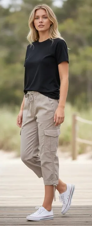Abercrombie & Fitch Tan Khaki Drawstring Vintage Cargo Jogger Pants Women Size S thumbnail 1