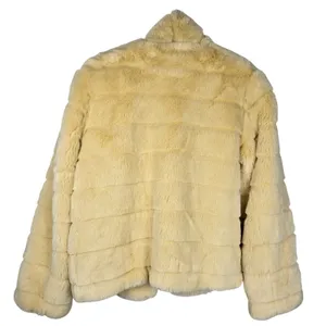 Incognita Cream Faux Fur Jacket Small Modacrylic Plush Glam Winter Coat thumbnail 3
