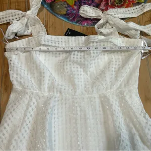 Lulus Forever Darling White Gingham Tie-Strap Mini Dress – Size Large– NWT thumbnail 8