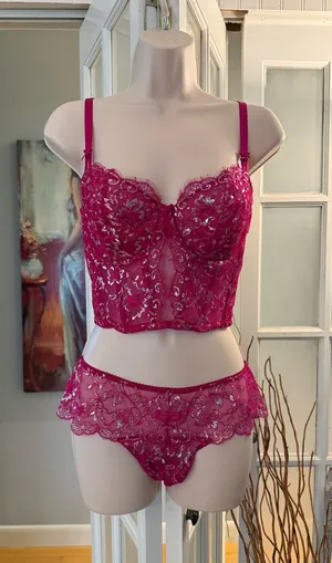 ✨VS Dream Angels Wicked Shimmer Lace Corset Set S✨ thumbnail 1