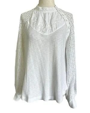 Free People White Embroidered Sweater Women Size Small | 8-18 thumbnail 1