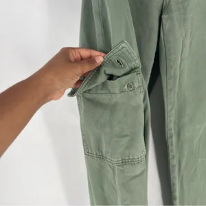 Vervet Cargo Wide Leg Jeans Army Green High Rise Utility 100% Cotton Size 26 thumbnail 6