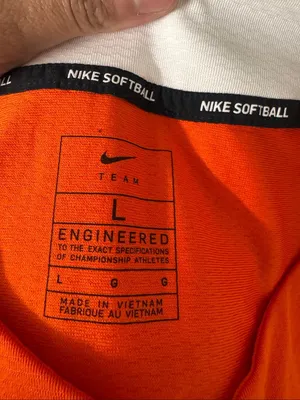 Nike Team Softball Jersey Shirt Womens L Orange White Colorblock Dri-Fit Top thumbnail 7