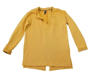 Pilcro Anthropologie Mustard Yellow Shirt Split Back Henley Top XS Cotton Casual thumbnail 1