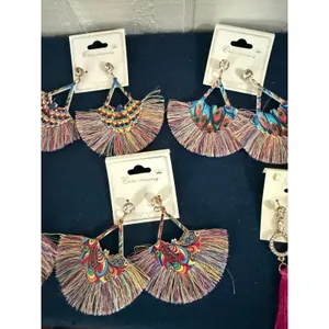 Bundle 5- Boho Tassel Fan Earring Multicolor Peacock Rhinestone Drop Lot 7 thumbnail 3