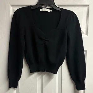 ASTR The Label Black Square Neck Fitted Sweater Size Medium thumbnail 2