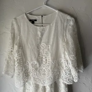 Muse‎ White Lace Overlay Romper Size 2 Kentucky Derby Boho Cottagecore thumbnail 3