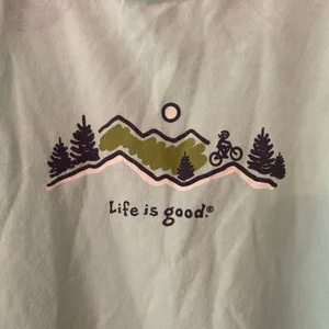 Life Is Good Blue Outdoors Short Sleeve T-Shirt Cotton Gorpcore Women's size XS thumbnail 4