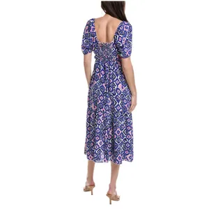 Tash + Sophie Maxi‎ Dress L NWT Puff Sleeve Boho Print Smocked Waist Cottagecore thumbnail 9