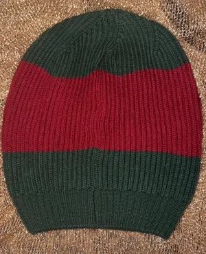 Classic New Gucci Green and Red Ribbed Wool Beanie thumbnail 3