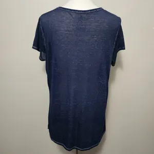 Rock & Republic Navy Festival Burnout Cutout Choker Short Sleeve Tee Size Large thumbnail 5