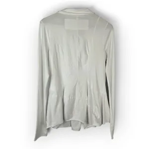 Black Label Womens Medium White Deconstructed Jersey Snap Blazer Cardigan Top thumbnail 2