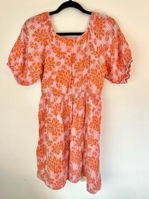pink/orange babydoll mini dress thumbnail 3