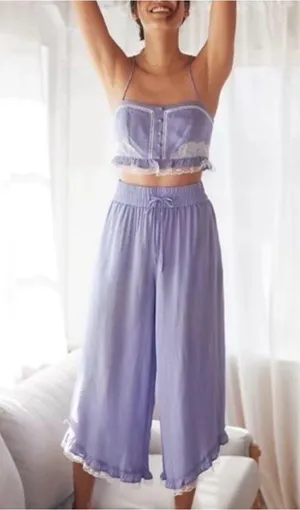 Anthropologie Periwinkle Lace Trim L thumbnail 1
